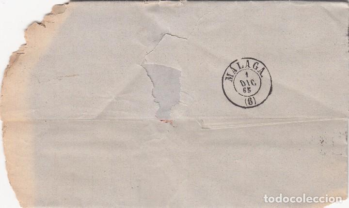 Sellos: CARTA: 1865 BARCELONA - MALAGA - Foto 2