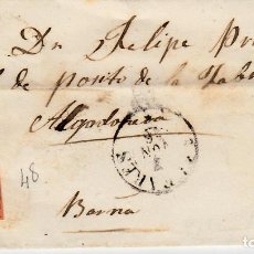 Sellos: CARTA DE PABLO SEGURA EN PALMA (BALEARES) -1856 MATASELLOS DE PARRILLA Y FECHADOR . Lote 120694791