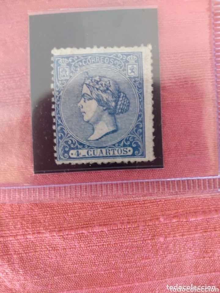 Sellos: Sello Isabel II. Cuatro cuartos. - Foto 1