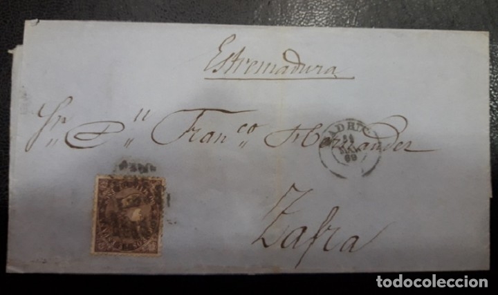 Sellos: 1869.- MADRID A ZAFRA (BADAJOZ) - Foto 1