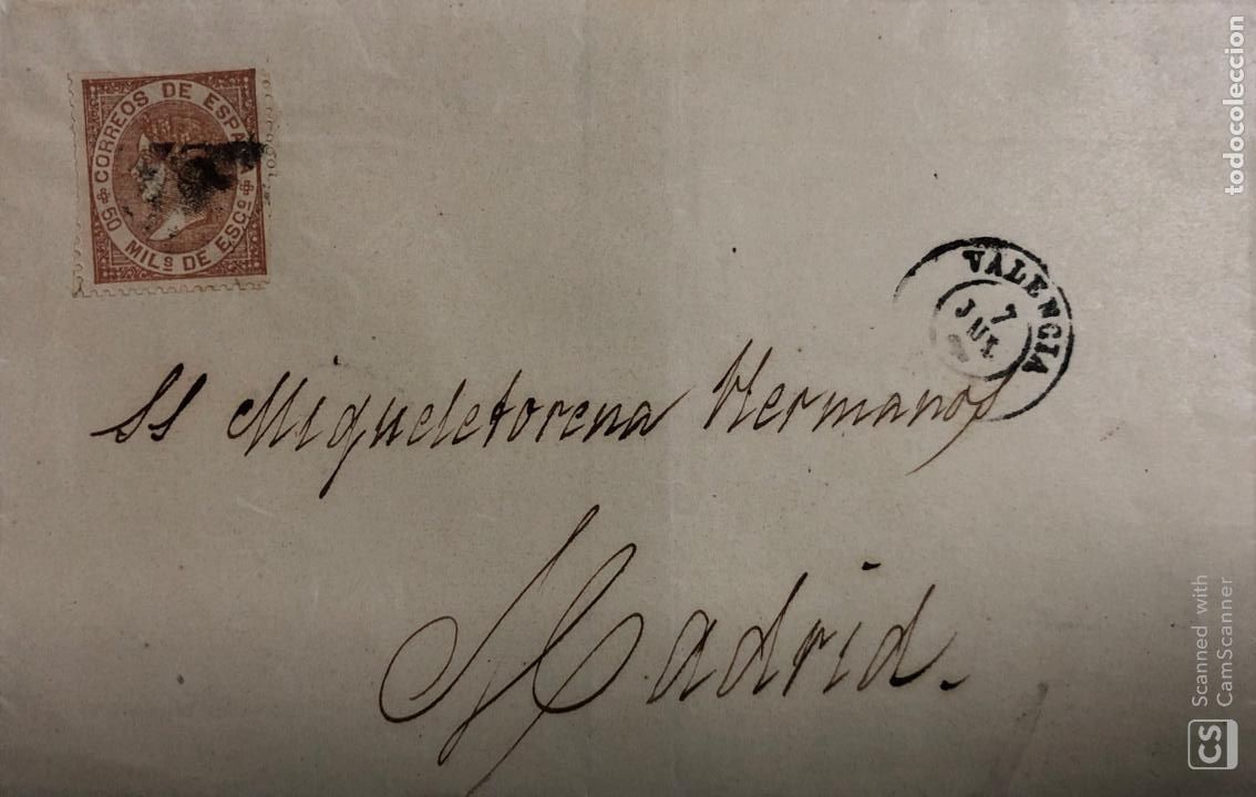 Sellos: CARTA. VALENCIA-MADRID - Foto 1