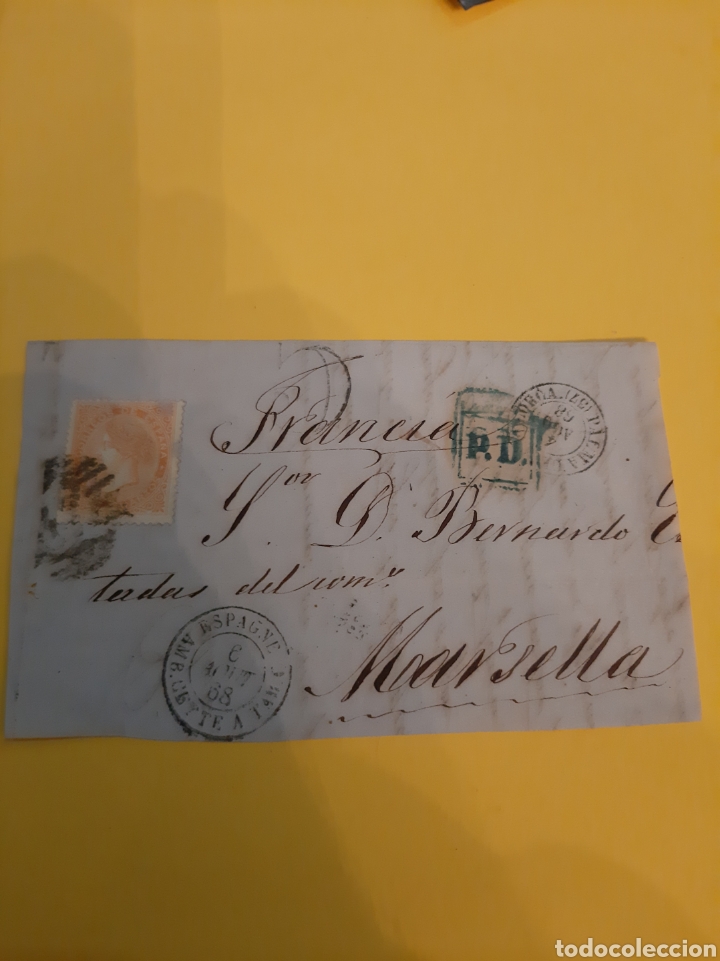 Sellos: 1868 carta dirigida Marsella - Foto 1
