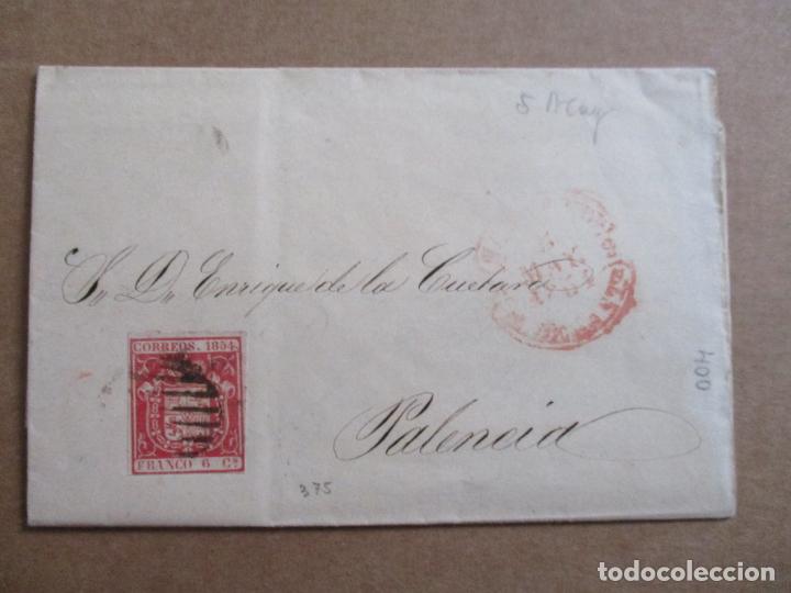Sellos: circulada y escrita 1854 de santander a palencia - Foto 1