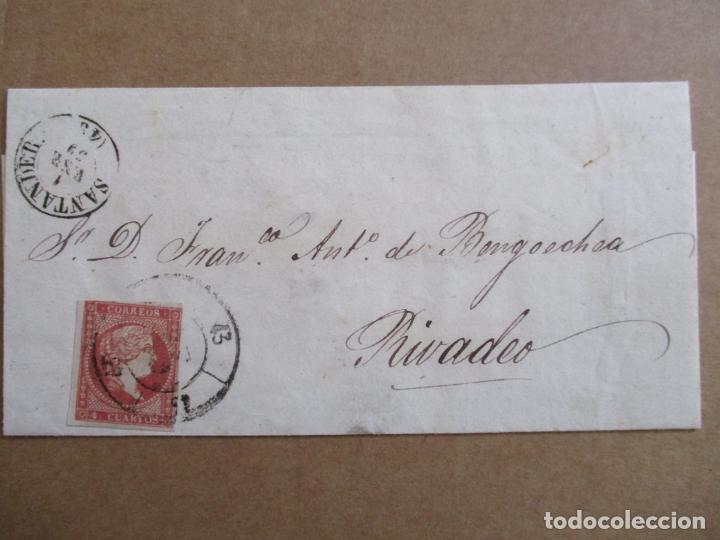 Sellos: CIRCULADA 1859 de santander a rivadeo lugo - Foto 1