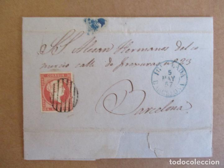 Sellos: circulada y escrita 1857 de igualada a barcelona - Foto 1