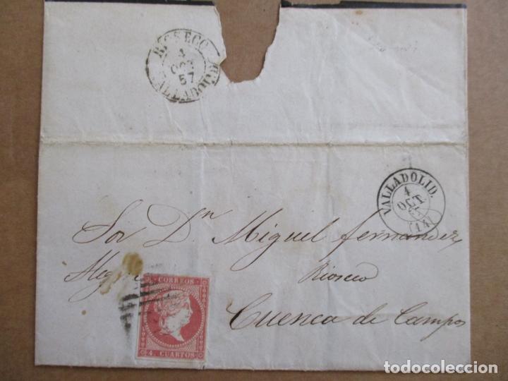 Sellos: circulada 1857 DE VALLADOLID  A RIOSECO CUENCA DE CAMPOS - Foto 3