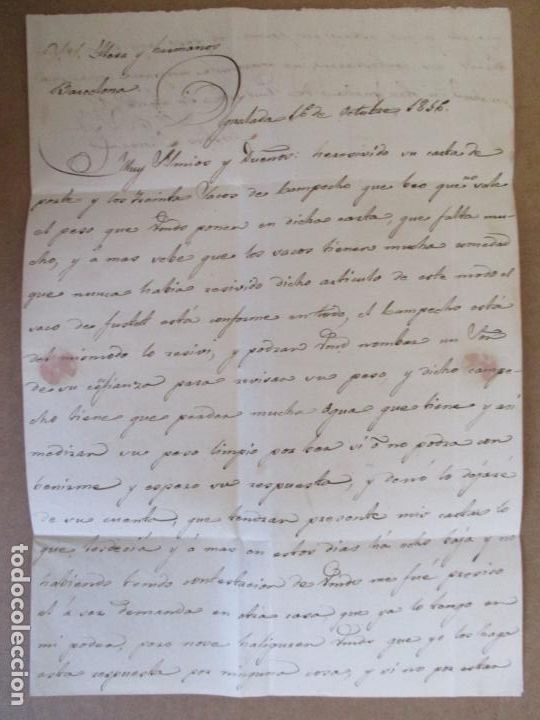 Sellos: circulada y escrita 1856 de igualada a barcelona - Foto 2