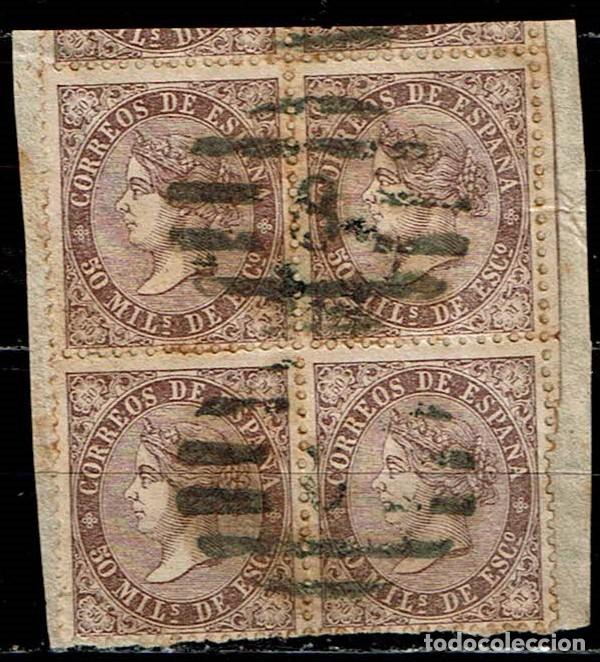 Sellos: ESPA&Ntilde;A 1868 - EDIFIL 98 BLOQUE DE 4 - Foto 1