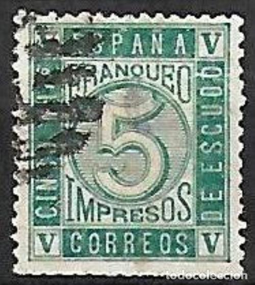 Sellos: EDIFIL N&ordm; 93 - 5m. verde Usado - Foto 1