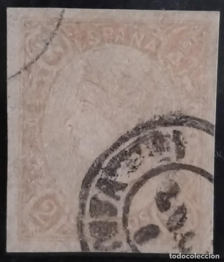 Sellos: ESPA&Ntilde;A (Cat. 73). o 2 R. FALSO FILAT&Eacute;LICO. NO RESE&Ntilde;ADO por NING&Uacute;N AUTOR. Mat. FECHADOR. MUY RARO