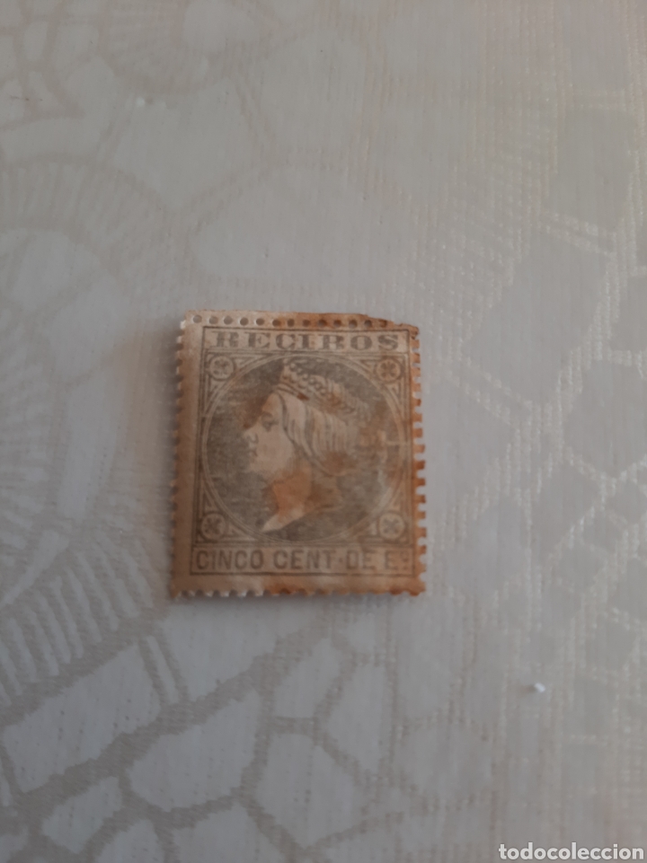 Sellos: RECIBOS 5 C&Eacute;NTIMOS DE ESCUDO ISABEL II - Foto 1