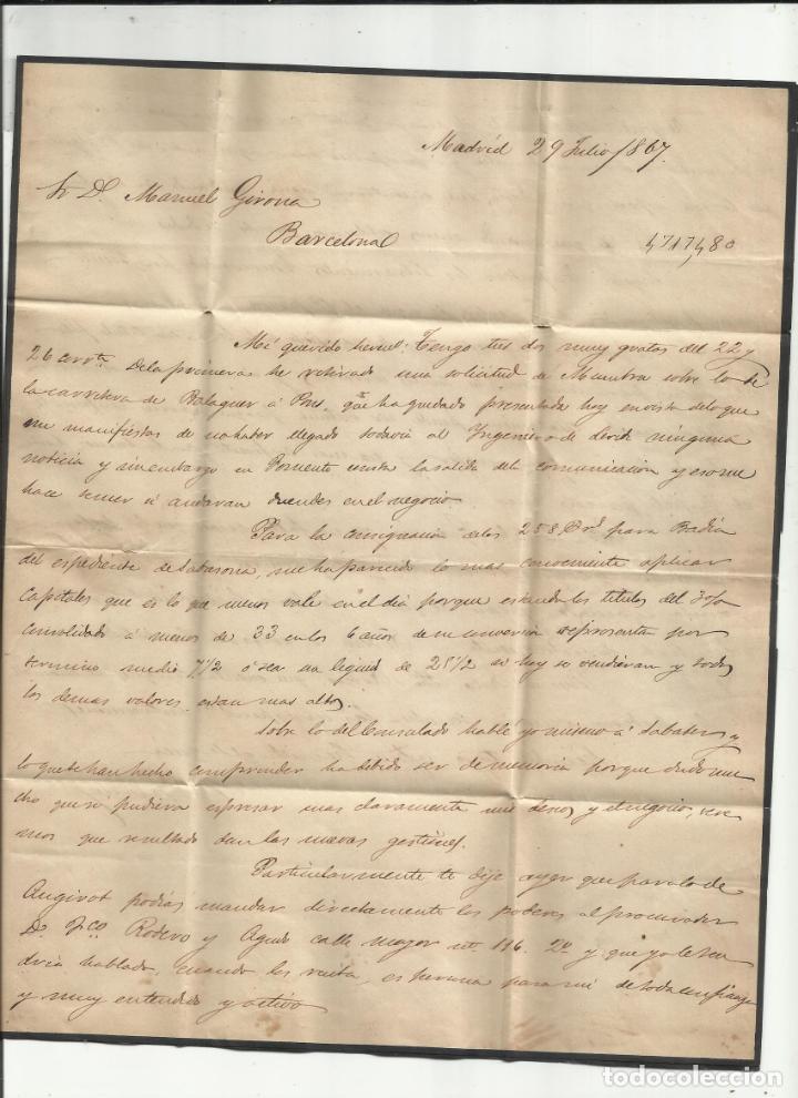 Sellos: circulada Y ESCRITA 1867 DE MADRID A BARCELONA - Foto 2