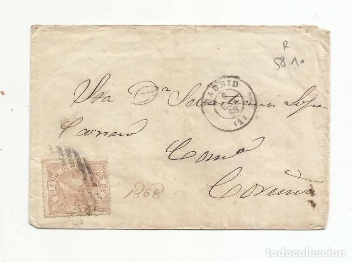 Sellos: circulada 1868 DE MADRID A LA CORU&Ntilde;A - Foto 1