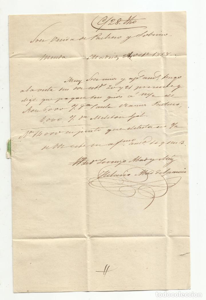 Sellos: circulada 1868 DE MADRID A MERIDA CON PARRILLA NUMERADA 1 - Foto 2