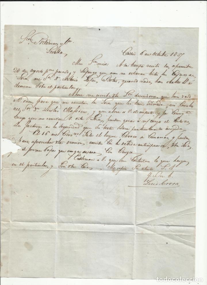 Sellos: circulada Y ESCRITA 1857 DE CADIZ A SEVILLA - Foto 2