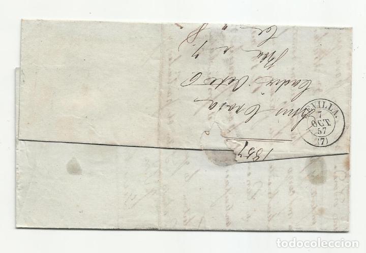 Sellos: circulada Y ESCRITA 1857 DE CADIZ A SEVILLA - Foto 3