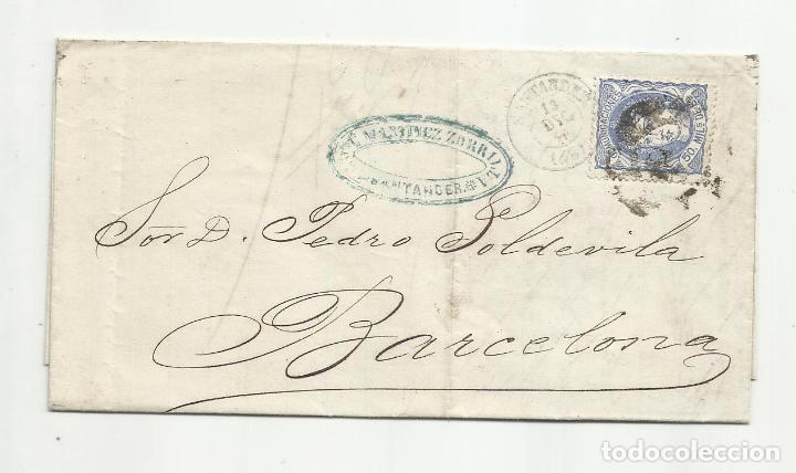 Sellos: circulada Y ESCRITA 1870 DE SANTANDER A BARCELONA - Foto 1