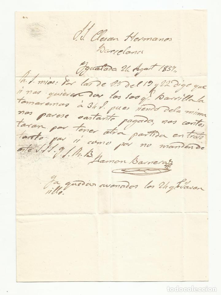 Sellos: circulada Y ESCRITA 1857 DE IGUALADA A BARCELONA - Foto 2