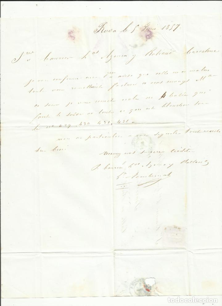 Sellos: circulada y escrita 1857 de vic a barcelona - Foto 2