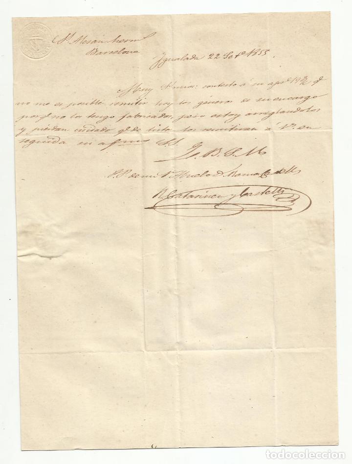 Sellos: CIRCULADA y escrita 1855 de igualada a barcelona - Foto 2