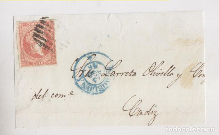 Sellos: FRONTAL. BARCELONA A C&Aacute;DIZ. 1856 - Foto 1