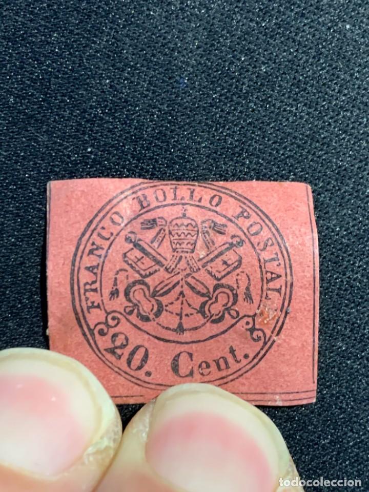 Sellos: FRANCO BOLLO POSTAL MITRA LLAVES 20 CENT BURDEOS ROJO - Foto 1