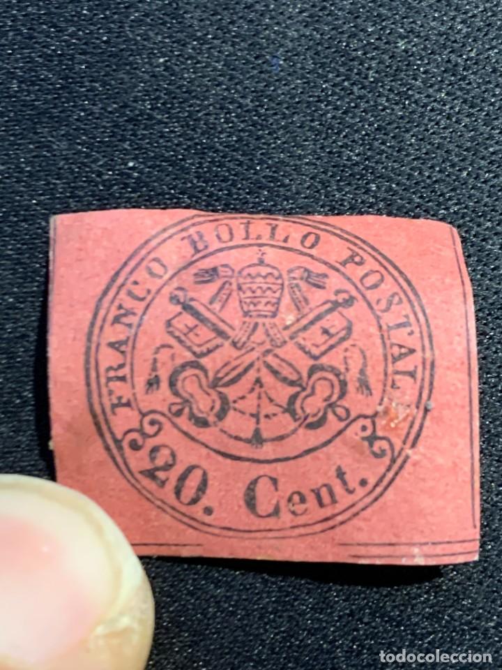 Sellos: FRANCO BOLLO POSTAL MITRA LLAVES 20 CENT BURDEOS ROJO - Foto 2