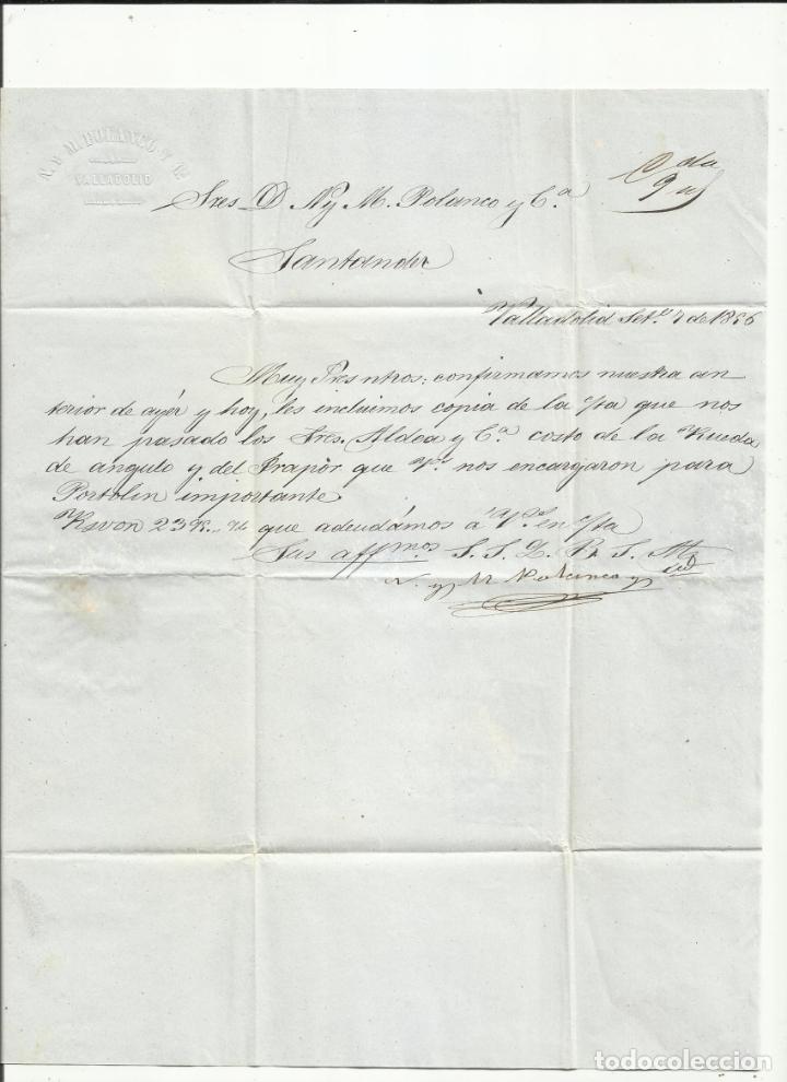 Sellos: circulada y escrita 1856 DE VALLADOLID A santander - Foto 2