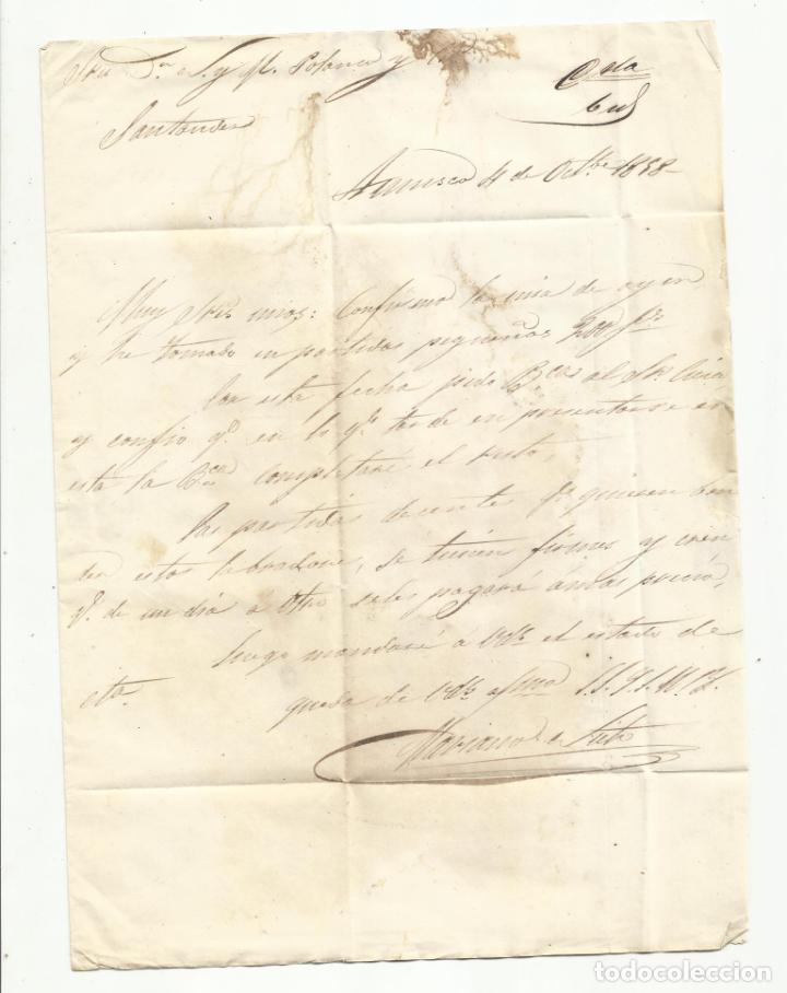 Sellos: circulada y escrita 1858 DE PALENCIA A santander - Foto 2
