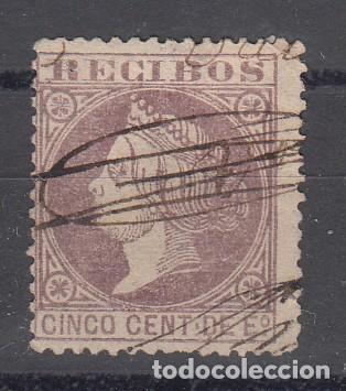 Sellos: FISCAL. ISABEL II 1865. RECIBOS CINCO CENT.DE E&ordm;. INUTILIZADO A PLUMA. - Foto 1