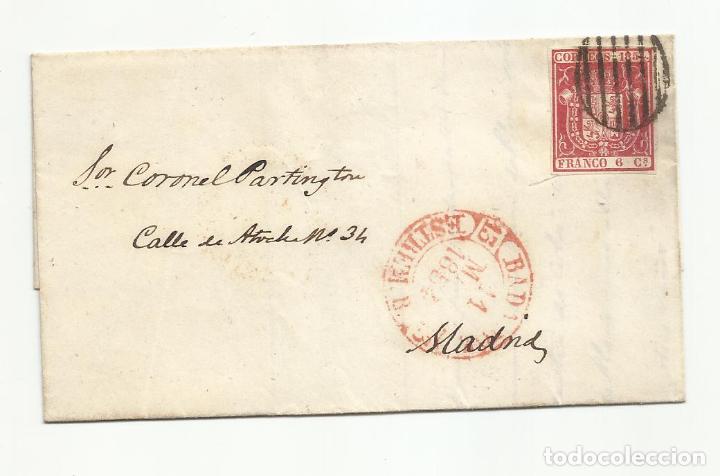 Sellos: envuelta circulada 1854 de badajoz a madrid - Foto 1