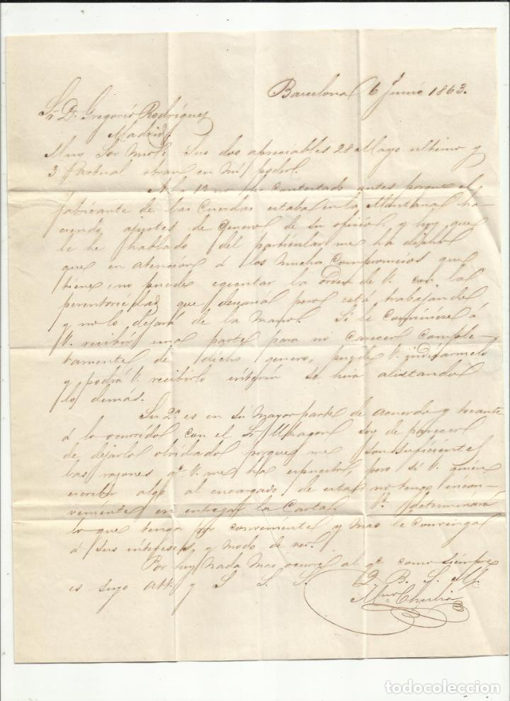 Sellos: circulada Y ESCRITA 1863 DE BARCELONA A MADRID - Foto 2