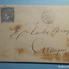 Sellos: CARTA AÑO 1866 - ESTELLA - NAVARRA - CARLOS BERMEJO - ANICETO ARAMENDI, 4 CUARTOS - EDIFIL 81