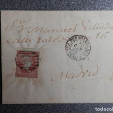Sellos: ENVUELTA CARTA AÑO 1855 RARO FECHADOR PEÑARANDA SALAMANCA EDIFIL 40 PAPEL AZULADO