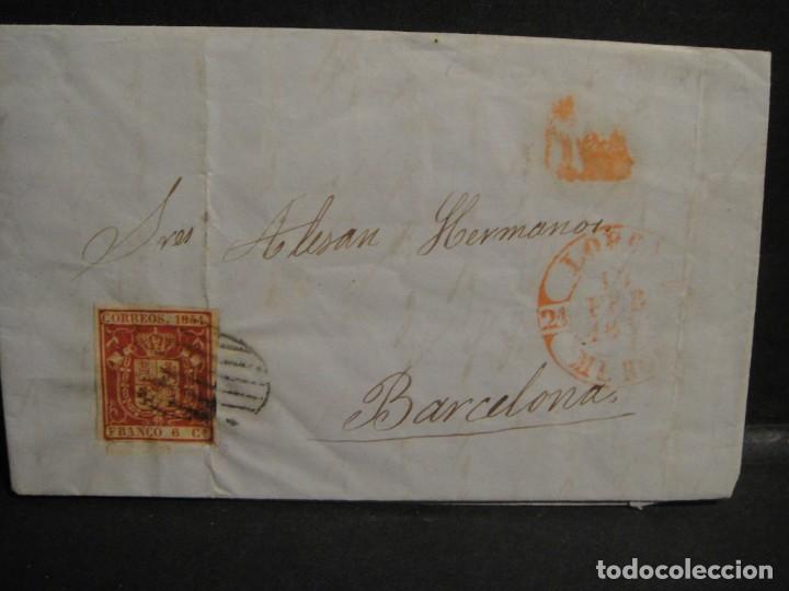 Sellos: carta circulada - de lorca a barcelona - a&ntilde;o 1854 - Foto 1