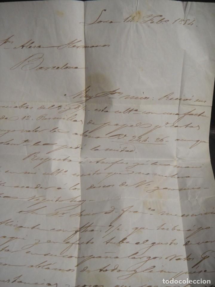 Sellos: carta circulada - de lorca a barcelona - a&ntilde;o 1854 - Foto 2
