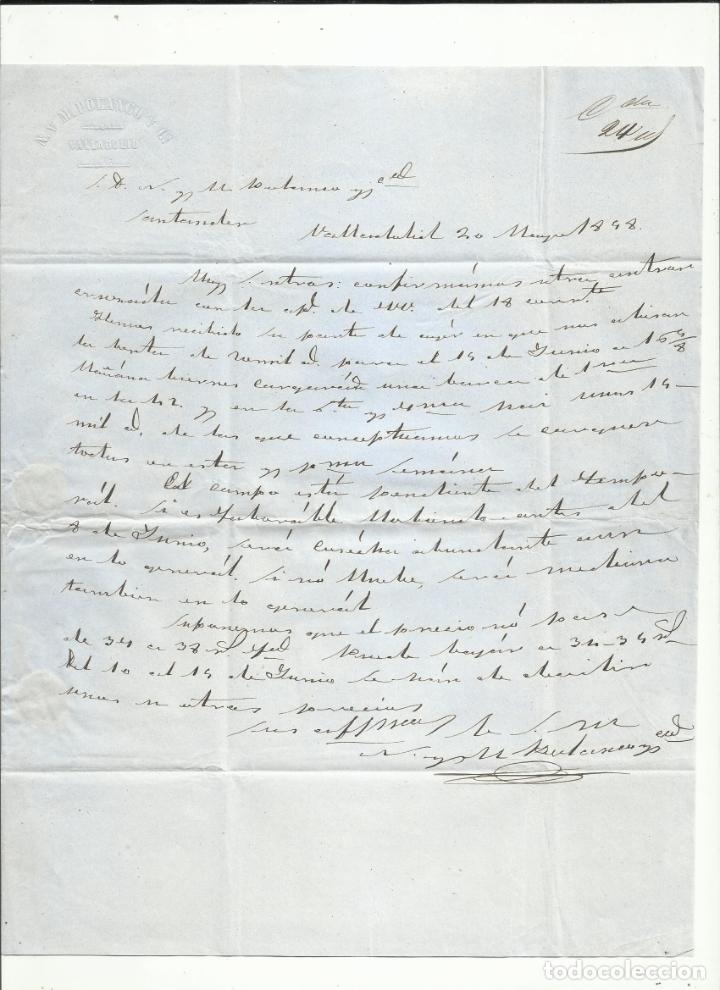 Sellos: circulada Y ESCRITA 1858 de valladolid a santander - Foto 2