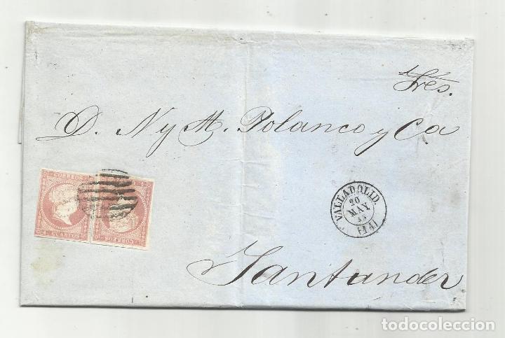 Sellos: circulada Y ESCRITA 1858 de valladolid a santander - Foto 1