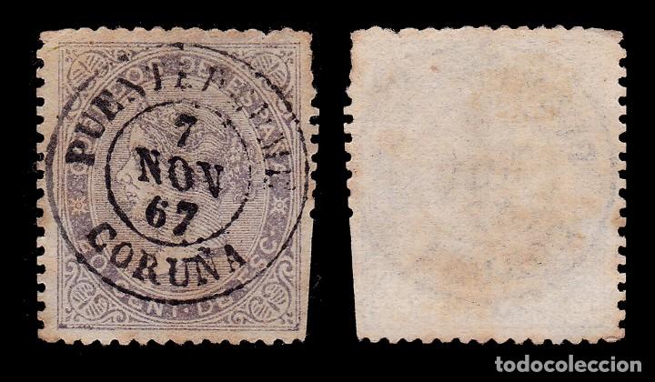 Sellos: Isabel II.1867.20c d e.PUENTEDEUME CORU&Ntilde;A.Edifil 92 - Foto 2