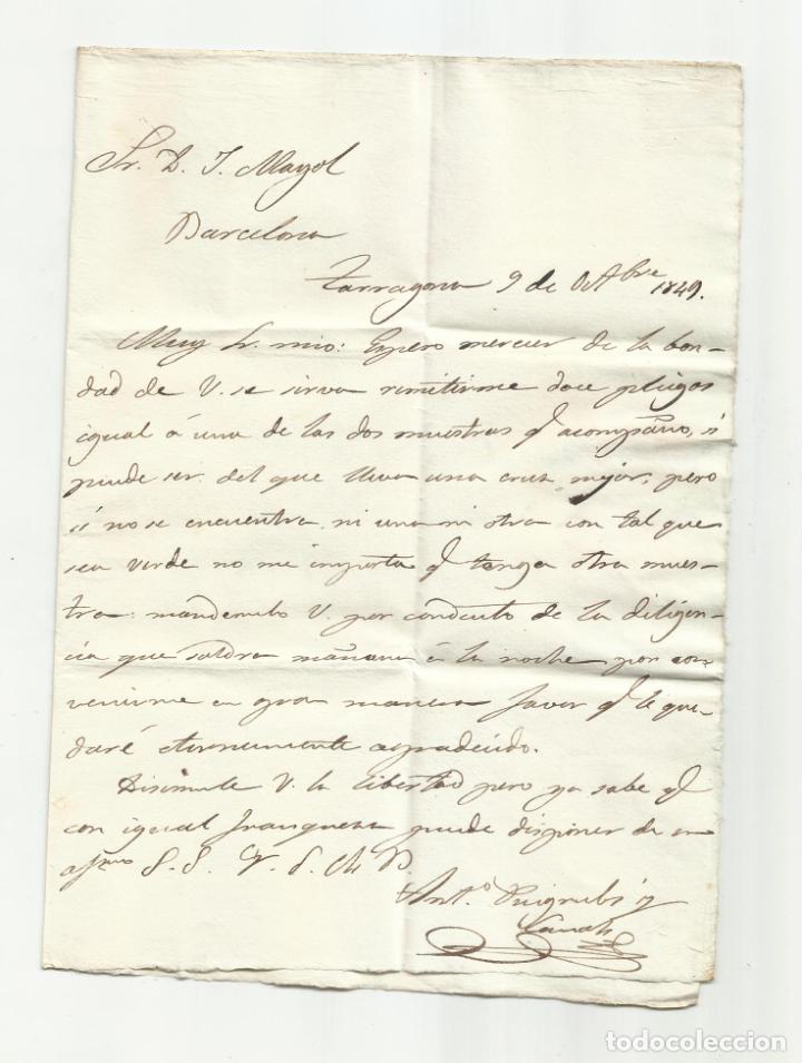 Sellos: circulada y escrita 1849 DE ZARAGOZA A BARCELONA - Foto 2