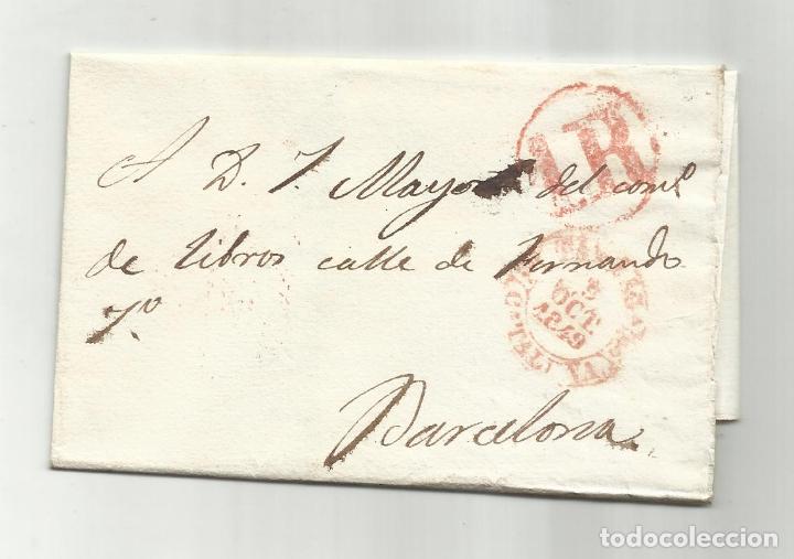 Sellos: circulada y escrita 1849 DE ZARAGOZA A BARCELONA - Foto 1