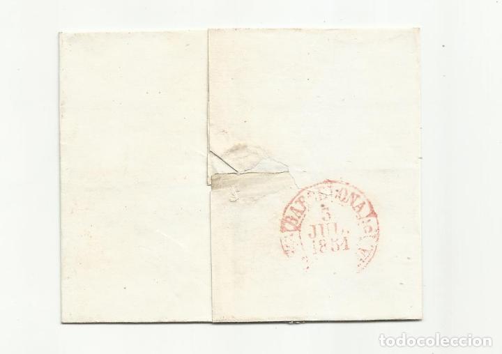 Sellos: envuelta circulada 1851 de tarrega a barcelona - Foto 2