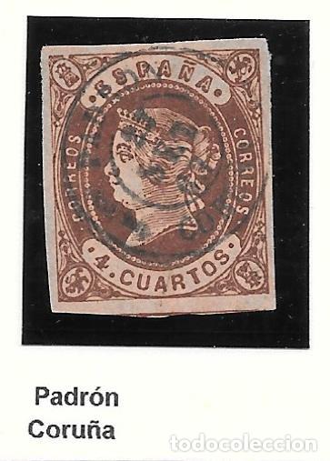 Sellos: PADRON CORU&Ntilde;A EDIFIL 58 4 CUARTOS DE 1862 - Foto 1