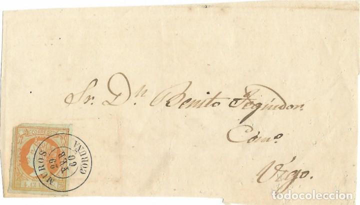 1861 CARTA FRONTAL FECHADOR MUROS (CORUÑA) SOBRE 4C. ISABEL II 1861 (Sellos - España - Isabel II de 1.850 a 1.869 - Cartas)