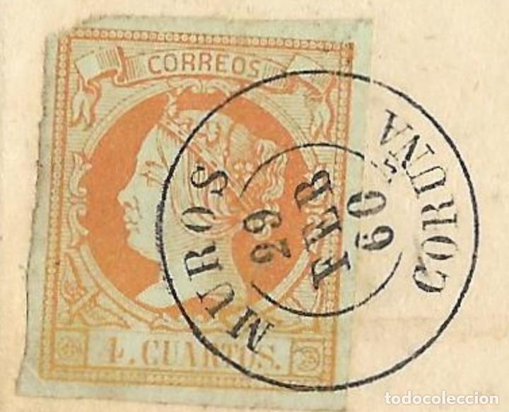 Sellos: 1861 CARTA FRONTAL FECHADOR MUROS (CORUÑA) SOBRE 4c. ISABEL II 1861 - Foto 2 - 301155783