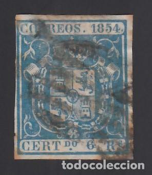ESPAÑA, 1854 EDIFIL Nº 27, 6 R. AZUL. (Sellos - España - Isabel II de 1.850 a 1.869 - Usados)
