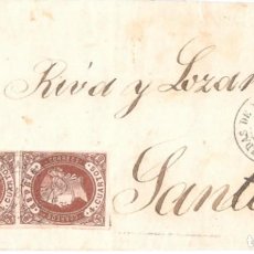 Sellos: 1862 CARTA COMPLETA CALDAS DE REIS (PONTEVEDRA). FECHADOR TIPO 1857 4C. (X2) ISABEL II 1862