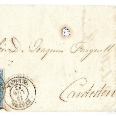 Sellos: 1865 CARTA COMPLETA BLANES (GIRONA / GERONA) FECHADOR TIPO 1857 4C. ISABEL II. Lote 307373318