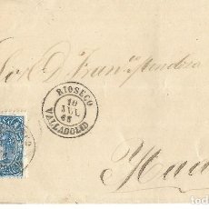 Sellos: 1865 CARTA ENVUELTA RIOSECO (VALLADOLID) FECHADOR TIPO 1857 4 C. ISABEL II