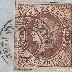 Sellos: 1862 CARTA ENVUELTA REINOSA, SANTANDER (CANTABRIA). FECHADOR TIPO 1857 4 C. ISABEL II